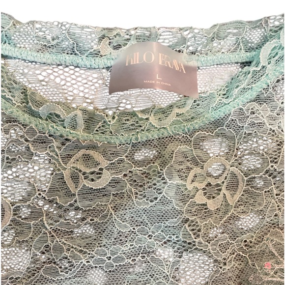 Free People Lace Applique Maxi Dress, mint green,floral design,Large, New - Picture 8 of 14